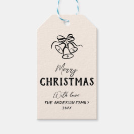 ヴィンテージ手描きベル写真縁どクリスマス ギフトタグ
