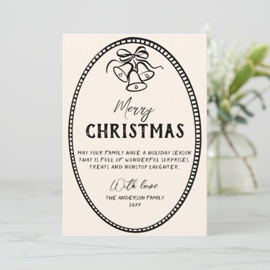 ヴィンテージ手描きベル写真縁どクリスマス シーズンカード (スタンド正面)