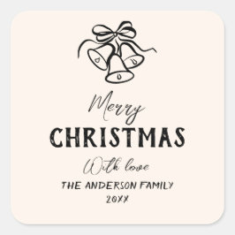 ヴィンテージ手描きベル写真縁どクリスマス スクエアシール