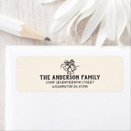 ヴィンテージ手描きベル写真縁どクリスマス ラベル