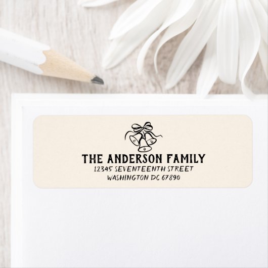 ヴィンテージ手描きベル写真縁どクリスマス ラベル (インサイチュ)