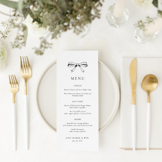 ヴィンテージ手描きボウブラック結婚のメニュー メニュー