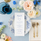 ヴィンテージ手描きボウブルー結婚のメニュー メニュー