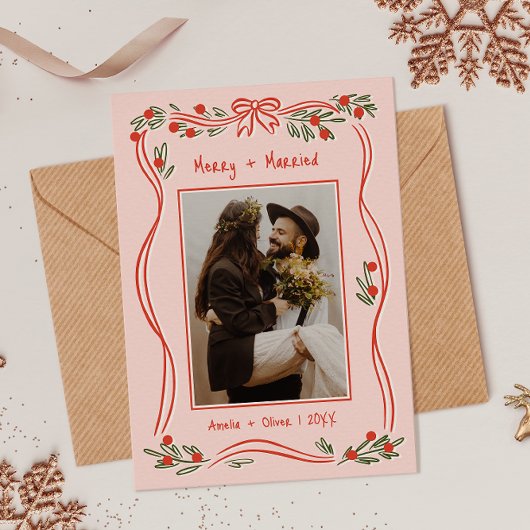 ヴィンテージ手描きメリーとピ結婚したンク2写真 シーズンカード