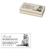 ヴィンテージ手描きラクーンネーム差出人住所 ラバースタンプ (押印)