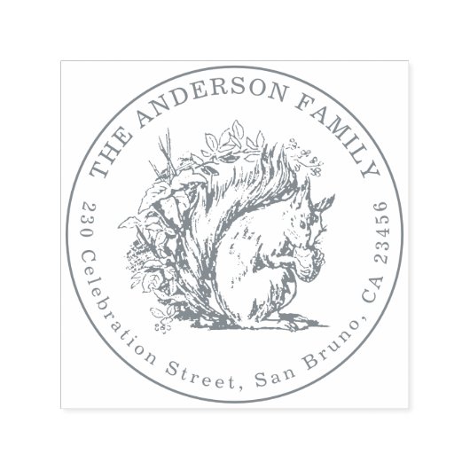 ヴィンテージ手描きリスの名前と差出人住所 セルフインキングスタンプ (デザイン)