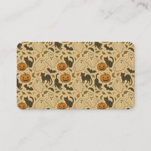 ヴィンテージ手描き不気味ハロウィーンパターン 名刺 (正面)