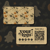 ヴィンテージ手描き不気味ハロウィーンパターン 名刺