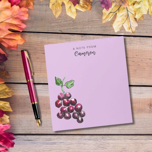 ヴィンテージ手描き水彩ぶどうすもむらむらさき ノートパッド