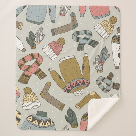 ヴィンテージ手描き継ぎ目パターン シェルパブランケット (正面)