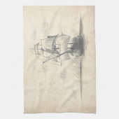 ヴィンテージ手描き船図 キッチンタオル (縦)