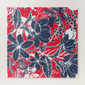 ヴィンテージ手描き花エレガント柄。 ジグソーパズル (横)