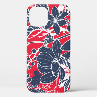 ヴィンテージ手描き花エレガント柄。 iPhone 12ケース