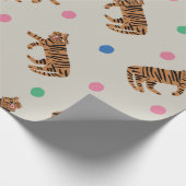 ヴィンテージ手描き虎とカラフル水玉模様i ラッピングペーパー (角)