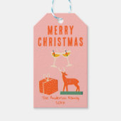 ヴィンテージ手描き赤ピンククリスマスファンキーおもしろい ギフトタグ (正面)