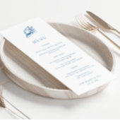 ヴィンテージ手描き青いシーシェル結婚のメニュー メニュー