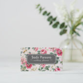 ヴィンテージ手書きの花 名刺 (スタンド正面)