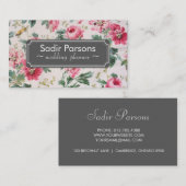 ヴィンテージ手書きの花 名刺 (正面/裏面)