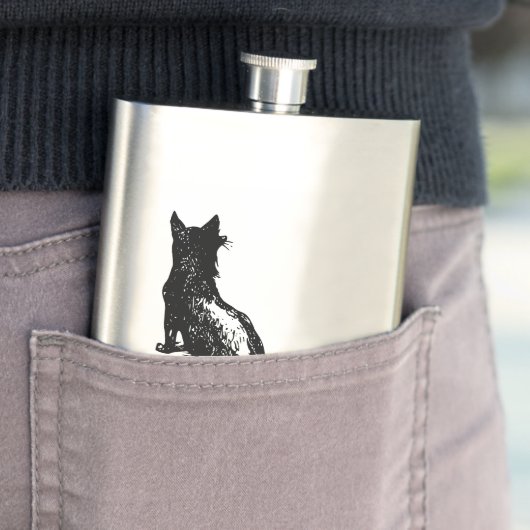 ヴィンテージ手書きキツネ。名前を追加します。 フラスク (インサイチュ)