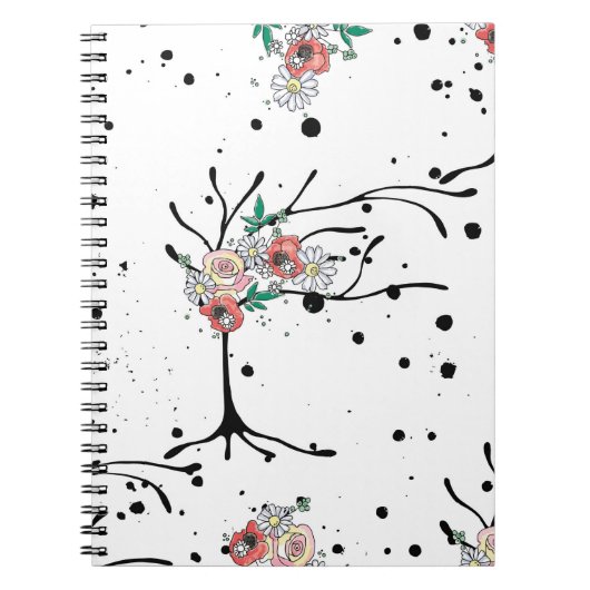 ヴィンテージ手書きシームレスなパターンのグラフィック画像 ノートブック (正面)