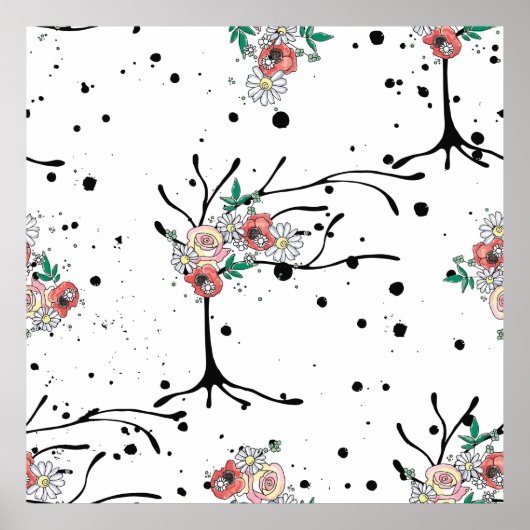 ヴィンテージ手書きシームレスなパターンのグラフィック画像 ポスター (正面)