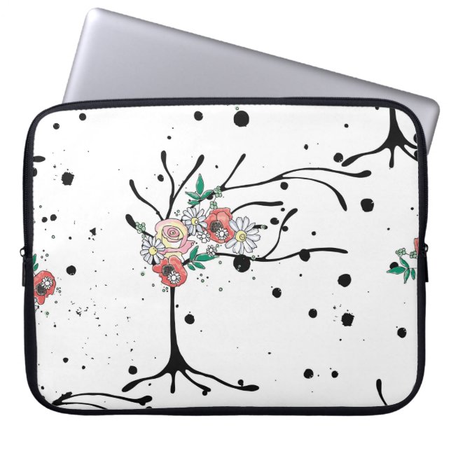 ヴィンテージ手書きシームレスなパターンのグラフィック画像 ラップトップスリーブ (正面)