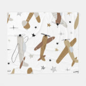 ヴィンテージ手書きシームレスな繰り返し子sim フリースブランケット (正面(横))