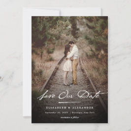 ヴィンテージ手書きスクリプシンプルトと写エレガント真 セーブザデート