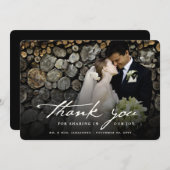 ヴィンテージ手書きスクリプトのクラスフォト結婚ズ サンキューカード (正面/裏面)