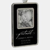 ヴィンテージ手書きスクリプトベビーの最初のノートフォト シルバープレートフレームオーナメント (右)