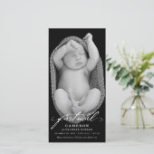 ヴィンテージ手書きスクリプトベビーの最初のノートフォト シーズンカード (スタンド正面)