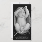 ヴィンテージ手書きスクリプトベビーの最初のノートフォト シーズンカード (正面)