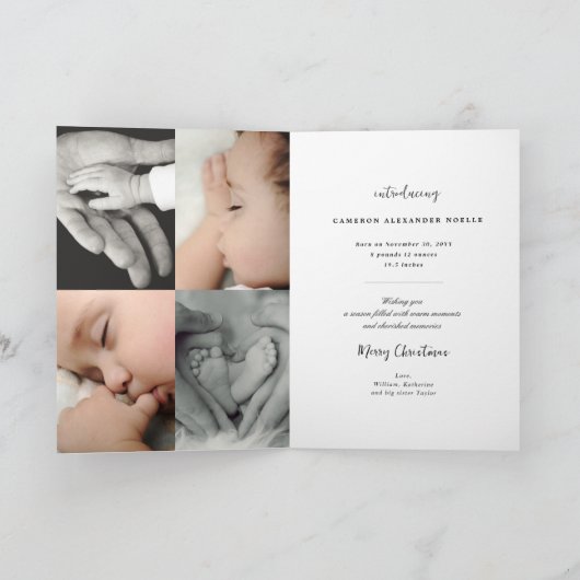 ヴィンテージ手書きスクリプトベビーの最初のノートフォト シーズンカード (内部)