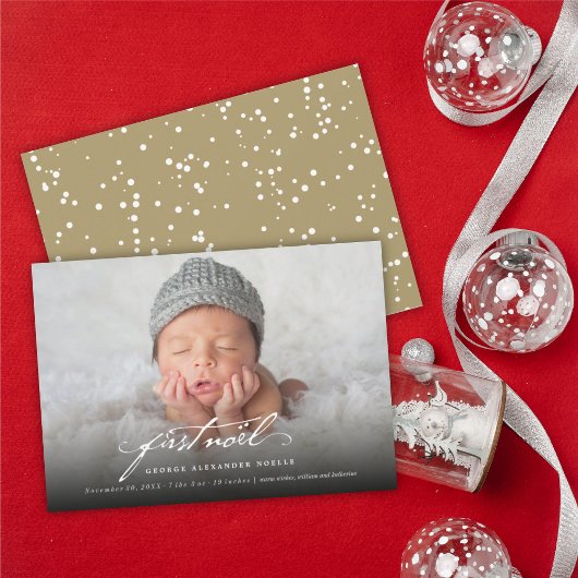 ヴィンテージ手書きスクリプトベビーの最初のノートフォト シーズンカード