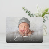 ヴィンテージ手書きスクリプトベビーの最初のノートフォト シーズンカード (スタンド正面)