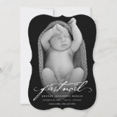 ヴィンテージ手書きスクリプトベビーの最初のノートフォト シーズンカード (正面)