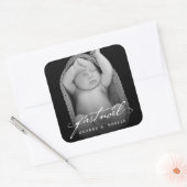 ヴィンテージ手書きスクリプトベビーの最初のノートフォト スクエアシール (封筒)