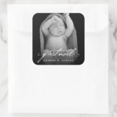 ヴィンテージ手書きスクリプトベビーの最初のノートフォト スクエアシール (バッグ)