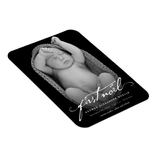 ヴィンテージ手書きスクリプトベビーの最初のノートフォト マグネット (右側)