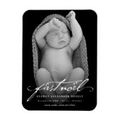 ヴィンテージ手書きスクリプトベビーの最初のノートフォト マグネット (縦)