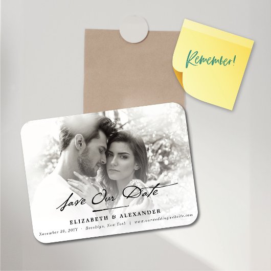 ヴィンテージ手書きスクリプト写真の保存日付 マグネット