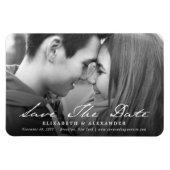 ヴィンテージ手書きスクリプト日付の写真を保存 マグネット (横)