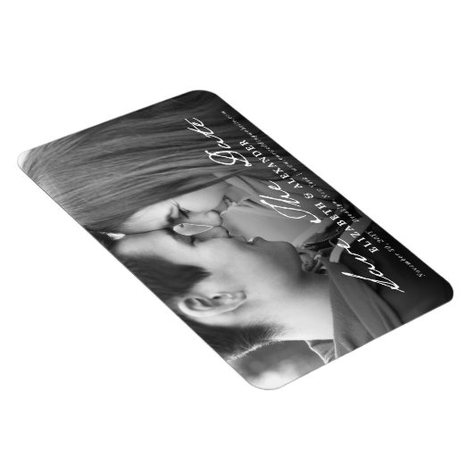 ヴィンテージ手書きスクリプト日付の写真を保存 マグネット (右側)