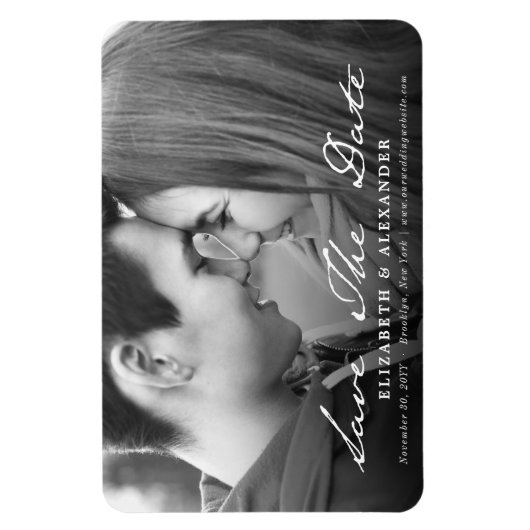 ヴィンテージ手書きスクリプト日付の写真を保存 マグネット (縦)