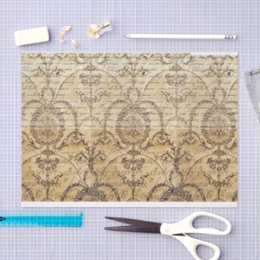 ヴィンテージ手書きスクロールの切り離しとコラージュ 薄葉紙 (クラフト)