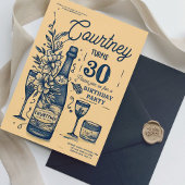 ヴィンテージ手書きスケッチ30歳の誕生日 招待状