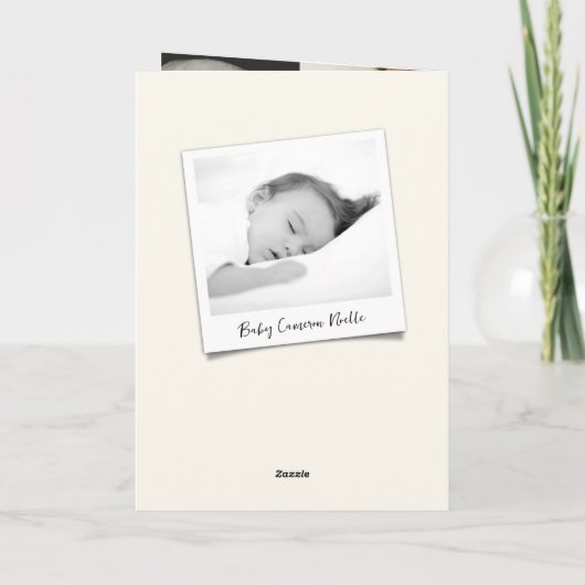 ヴィンテージ手書きベビーの初めてのクリスマス写真 シーズンカード (裏面)