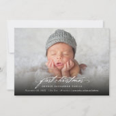 ヴィンテージ手書きベビーの初めてのクリスマス写真 シーズンカード (正面)
