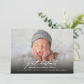 ヴィンテージ手書きベビーの初めてのクリスマス写真 シーズンカード (スタンド正面)