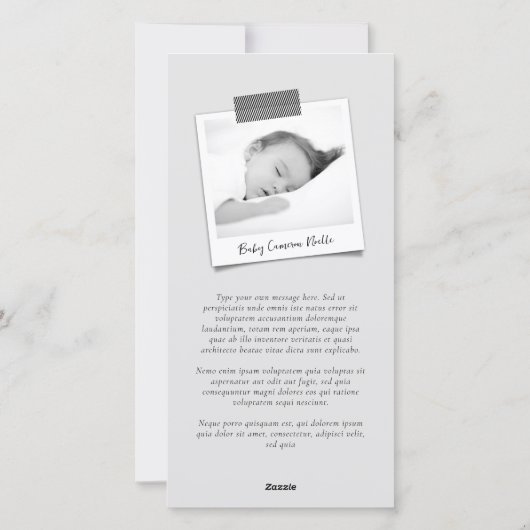 ヴィンテージ手書きベビーの初めてのクリスマス写真 シーズンカード (裏面)